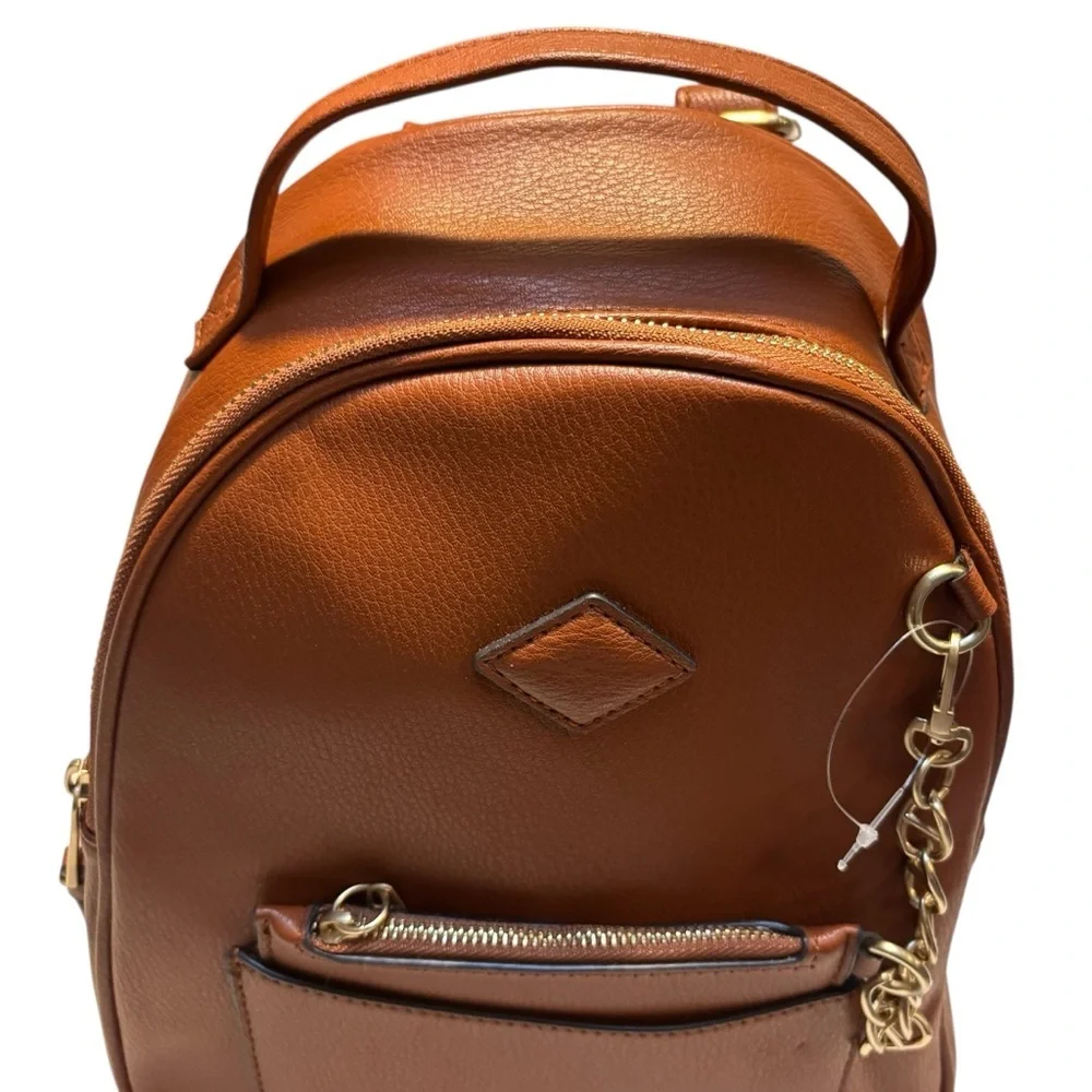 NWT Time and Tru Backpack Tan Gold Chain Accent w/Coin Purse Vegan Leather Ruby